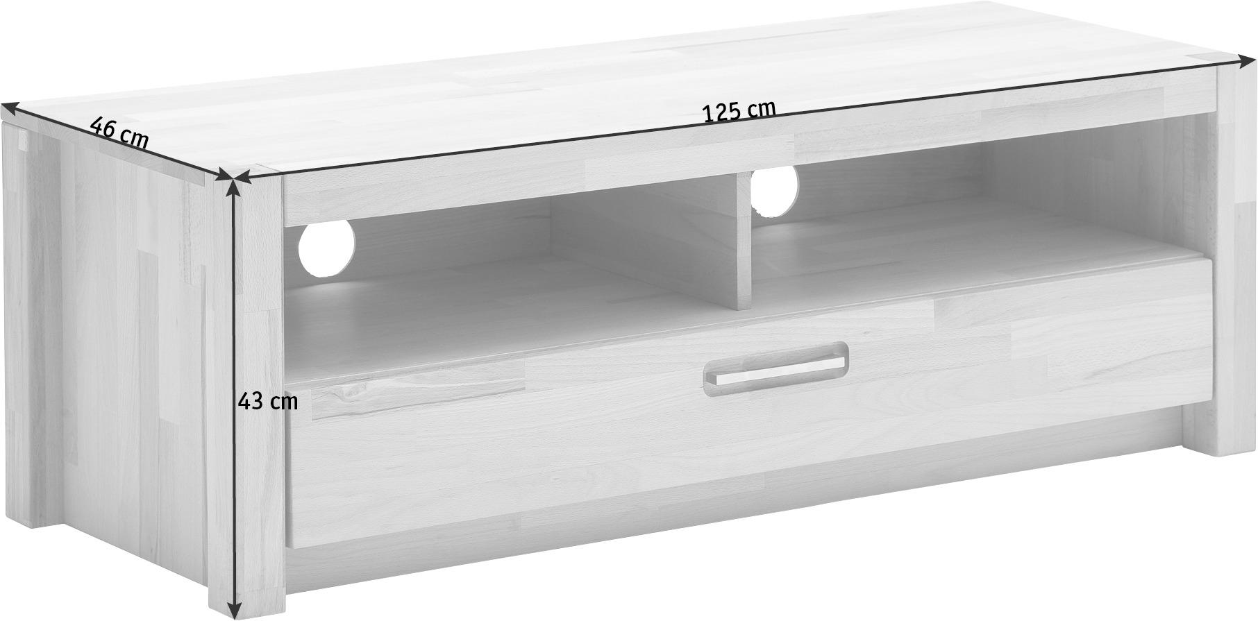 TV-ELEMENT  in 125/43/46 cm  - Buchefarben/Alufarben, Design, Holz/Metall (125/43/46cm) - MID.YOU