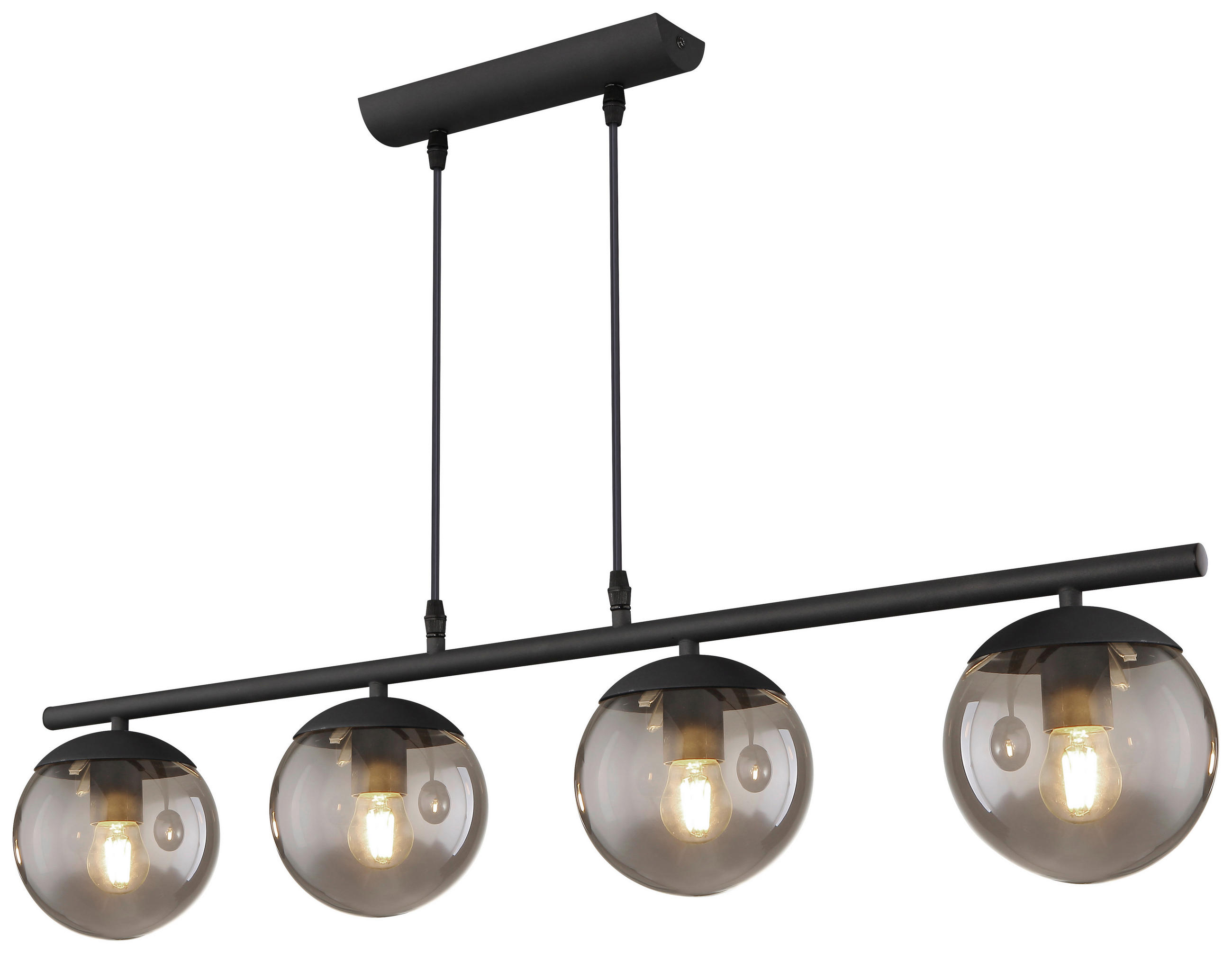 HÄNGELEUCHTE 90/15/120 cm  - Schwarz, Design, Glas/Metall (90/15/120cm) - Novel