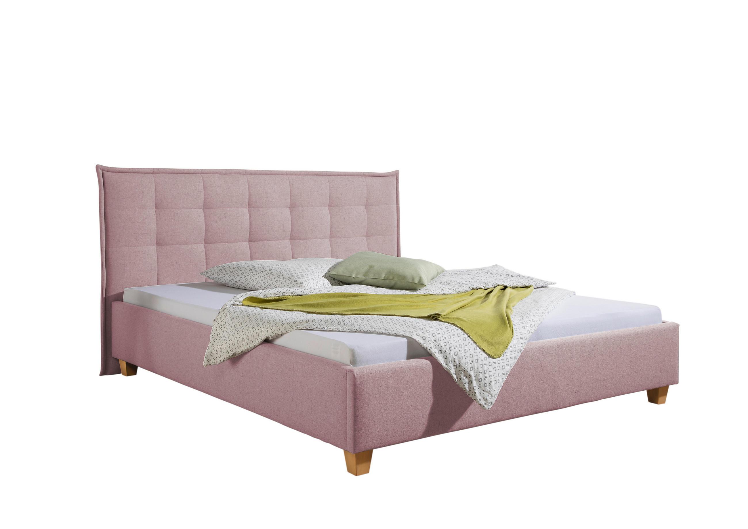 POLSTERBETT 200/200 cm,  in Rosa,  - Rosa/Naturfarben, MODERN, Holz/Textil (200/200cm) - Livetastic