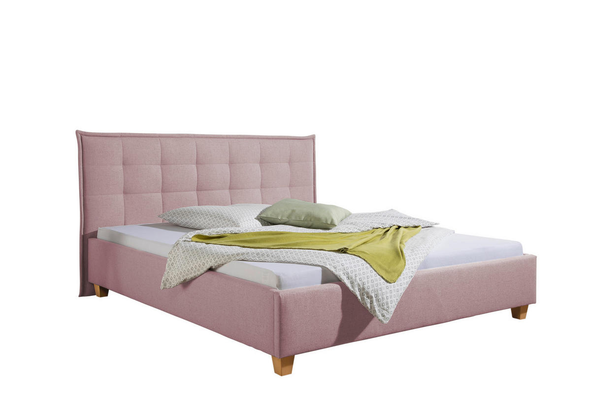 POLSTERBETT 200/200 cm,  in Rosa,  - Rosa/Naturfarben, MODERN, Holz/Textil (200/200cm) - Livetastic