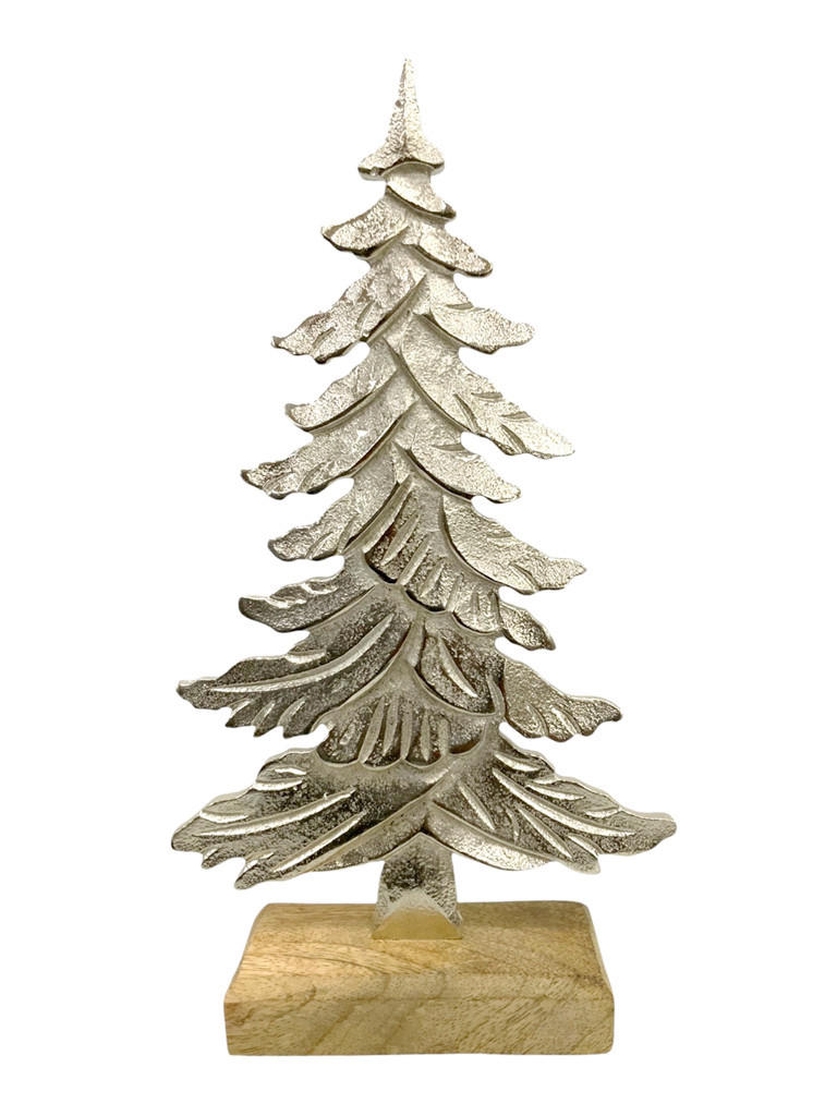 DEKOBAUM - Silberfarben/Braun, Lifestyle, Holz/Metall (12/22,5/5cm) - X-Mas