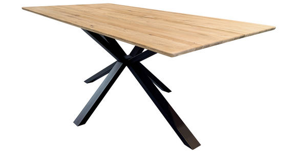 ESSTISCH Eiche massiv rechteckig Schwarz, Eichefarben  - Eichefarben/Schwarz, LIFESTYLE, Holz/Metall (180/90/75cm) - Linea Natura