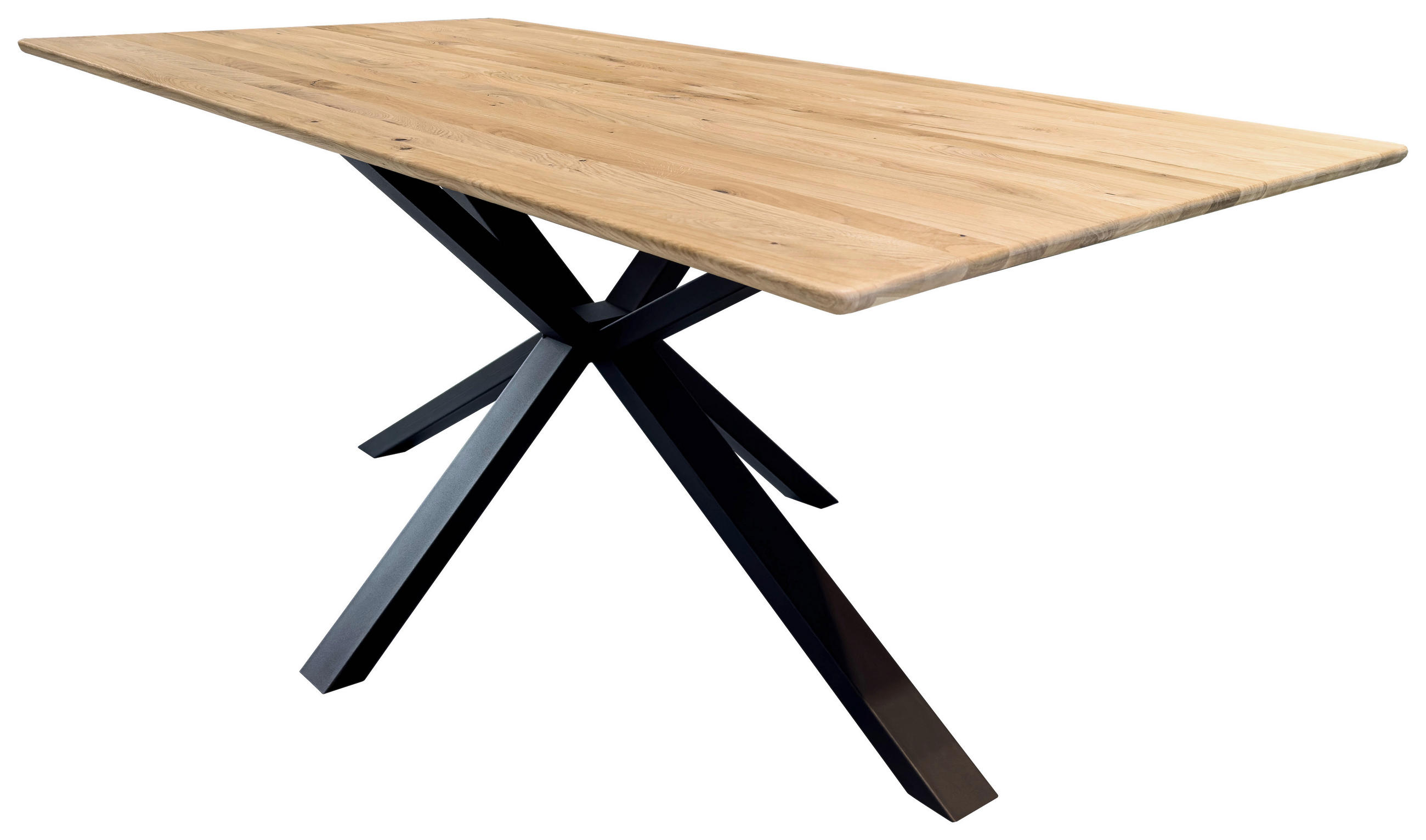 ESSTISCH Eiche massiv rechteckig Schwarz, Eichefarben  - Eichefarben/Schwarz, LIFESTYLE, Holz/Metall (180/90/75cm) - Linea Natura