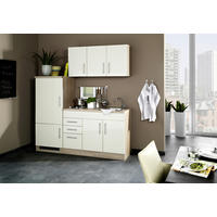 KÜCHENBLOCK 180 cm   in Creme  - Chromfarben/Eichefarben, Modern, Holzwerkstoff/Metall (180cm) - Held