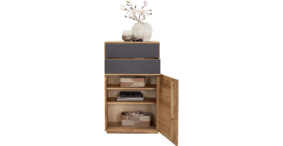 SCHUHSCHRANK 60/105/38 cm - Eichefarben/Anthrazit, Natur, Glas/Holz (60/105/38cm) - Waldwelt