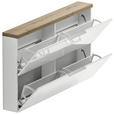 HÄNGESCHUHSCHRANK 140/82/19 cm  - Eichefarben/Weiß Hochglanz, Design, Holzwerkstoff/Metall (140/82/19cm) - Xora