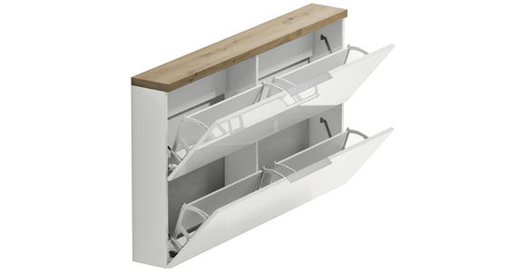 HÄNGESCHUHSCHRANK 140/82/19 cm - Eichefarben/Weiß Hochglanz, Design, Holzwerkstoff/Metall (140/82/19cm) - Xora