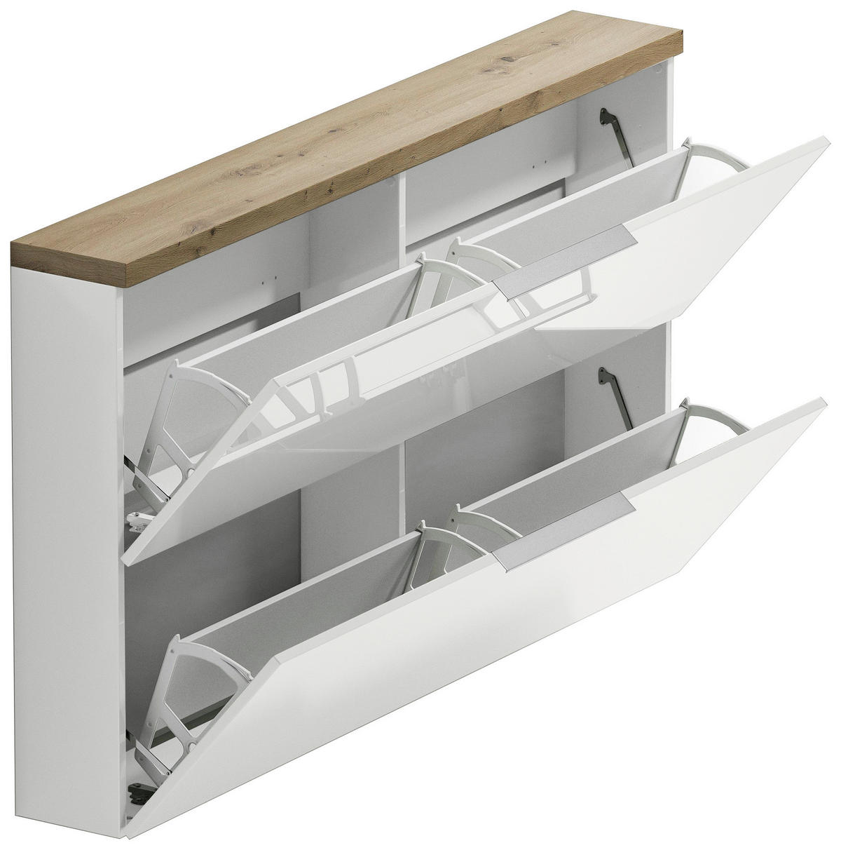 HÄNGESCHUHSCHRANK Weiß Hochglanz, Eichefarben  - Eichefarben/Weiß Hochglanz, Design, Holzwerkstoff/Metall (140/82/19cm) - Xora
