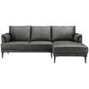 HÖRNSOFFA i äkta läder grå  - svart/grå, Design, metall/läder (233/153cm) - Livetastic