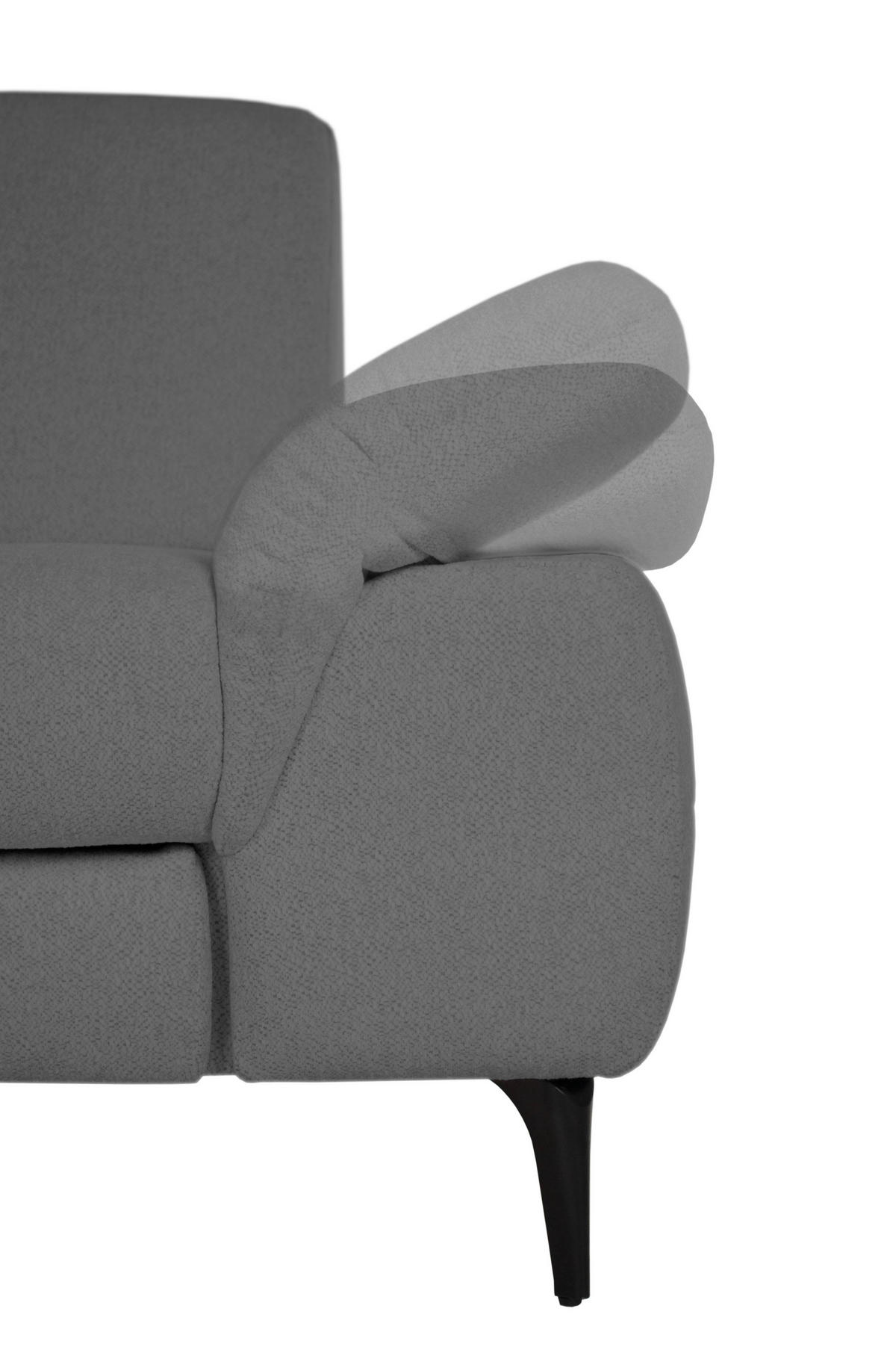 ECKSOFA ALMA in Chenille Dunkelgrau  191/285 cm  - Dunkelgrau/Schwarz, Design, Textil/Metall (191/285cm) - Livetastic