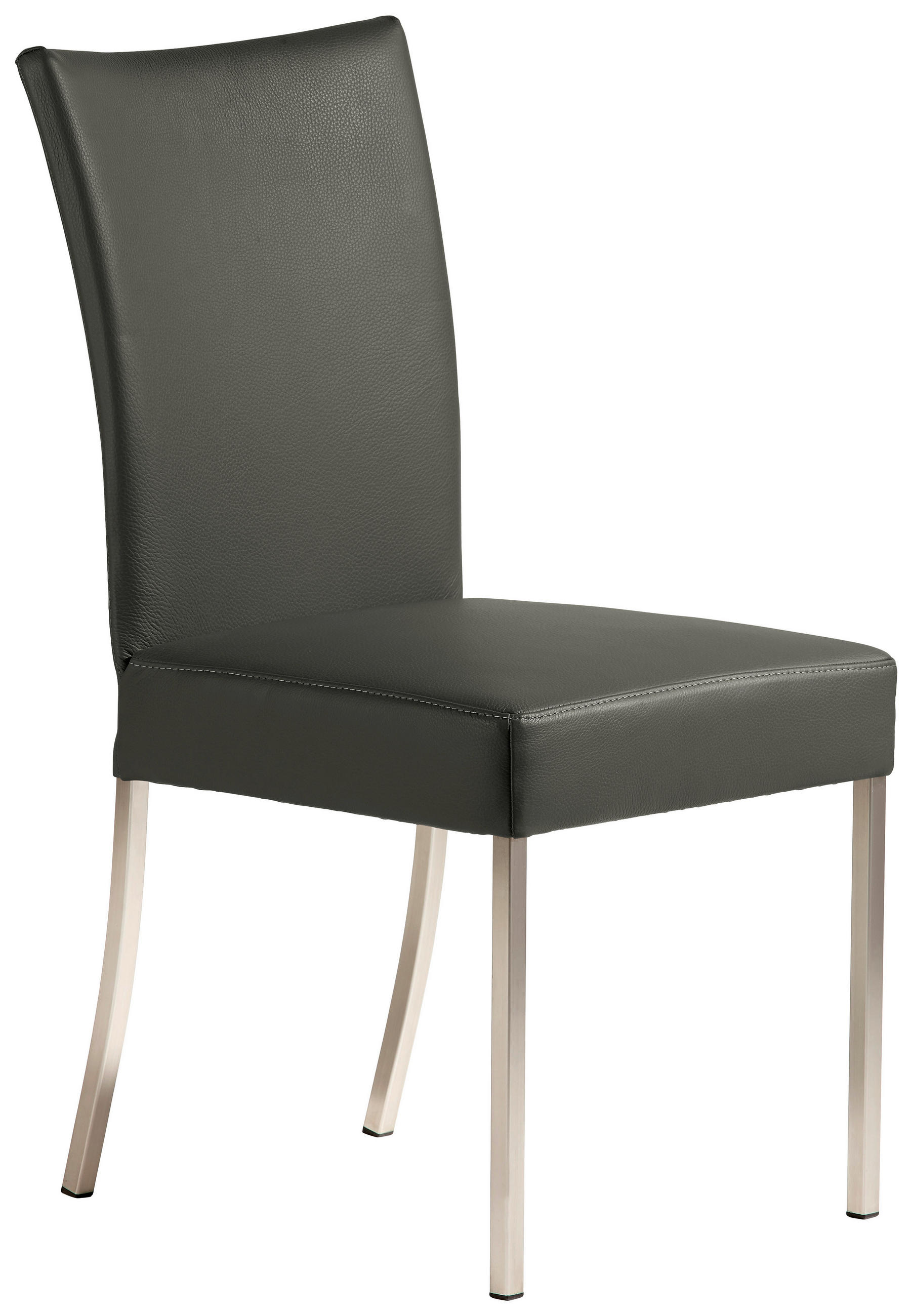 STUHL  in Edelstahl Echtleder pigmentiert Metall, Leder  - Edelstahlfarben/Dunkelgrau, Design, Leder/Metall (47/91/63cm) - Bert Plantagie