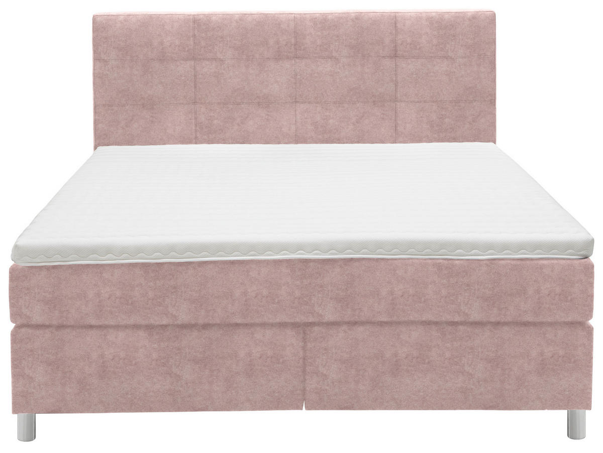 BOXSPRINGBETT 180/200 cm  in Altrosa  - Chromfarben/Altrosa, KONVENTIONELL, Kunststoff/Textil (180/200cm) - Voleo