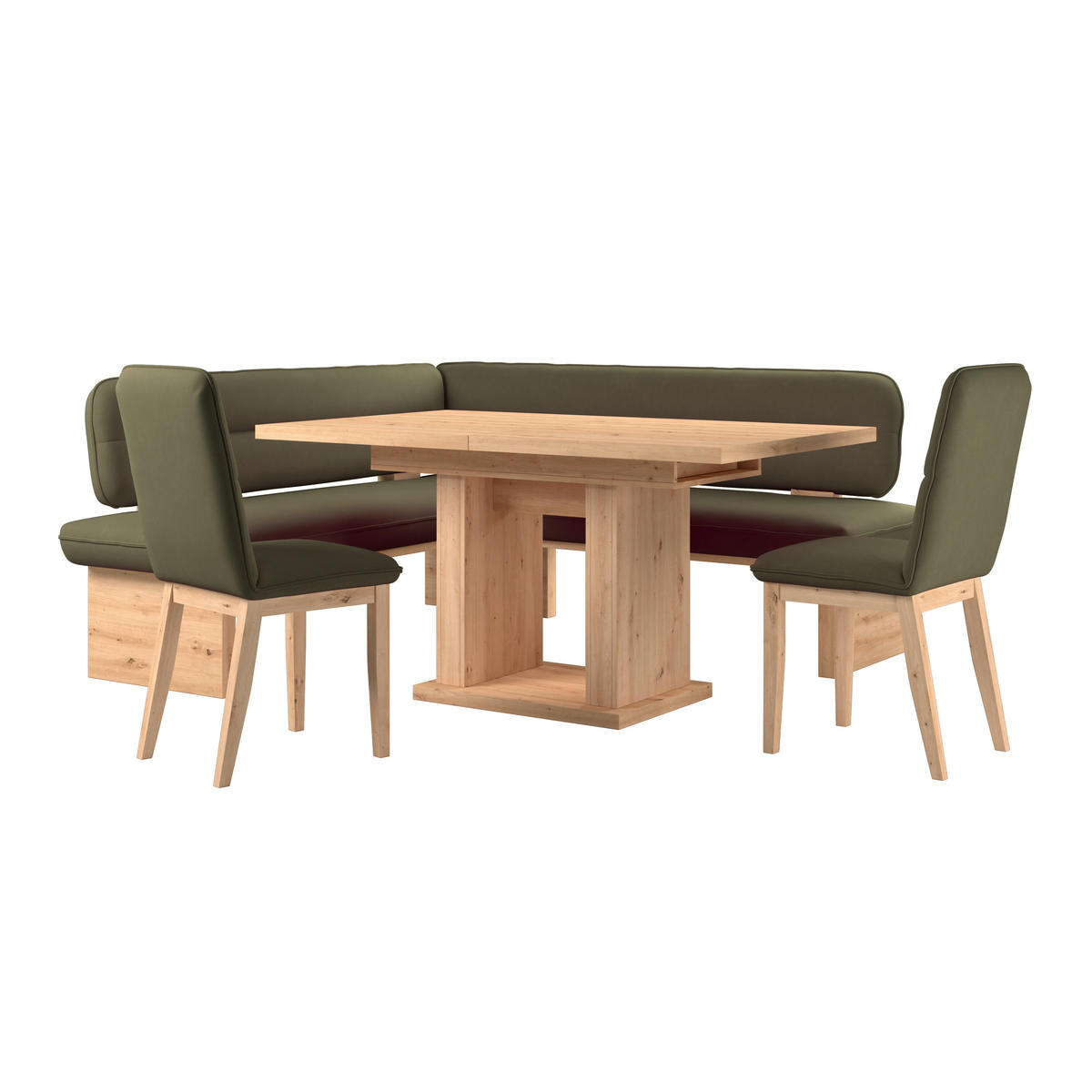 ECKBANK 170/232 cm Webstoff Grün Eiche Sperrholz   - Eichefarben/Grün, KONVENTIONELL, Holz/Textil (170/232cm) - Livetastic