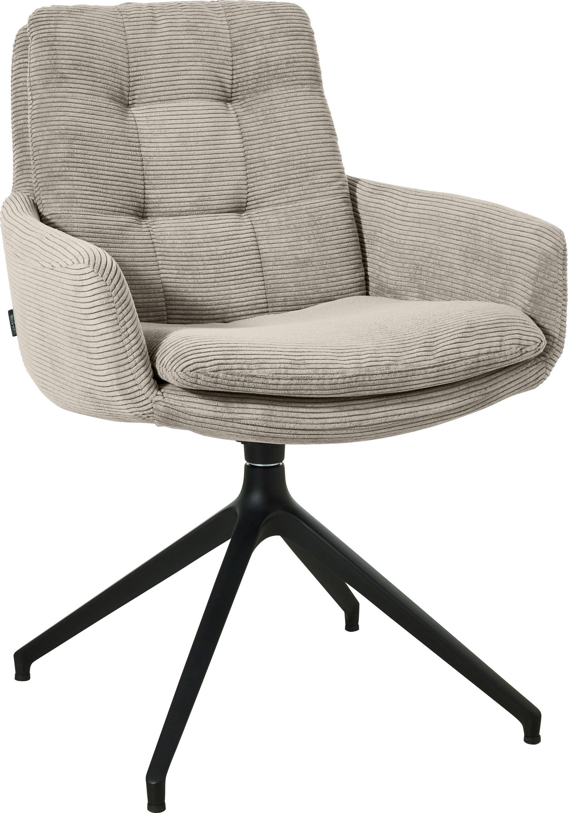 ARMLEHNSTUHL  Stoffauswahl, Typenauswahl, Sitzfläche 360° drehbar, Gestellauswahl Cord  Sandfarben  - Sandfarben/Schwarz, Design, Textil/Metall (63/90/69cm) - Johann Jakob