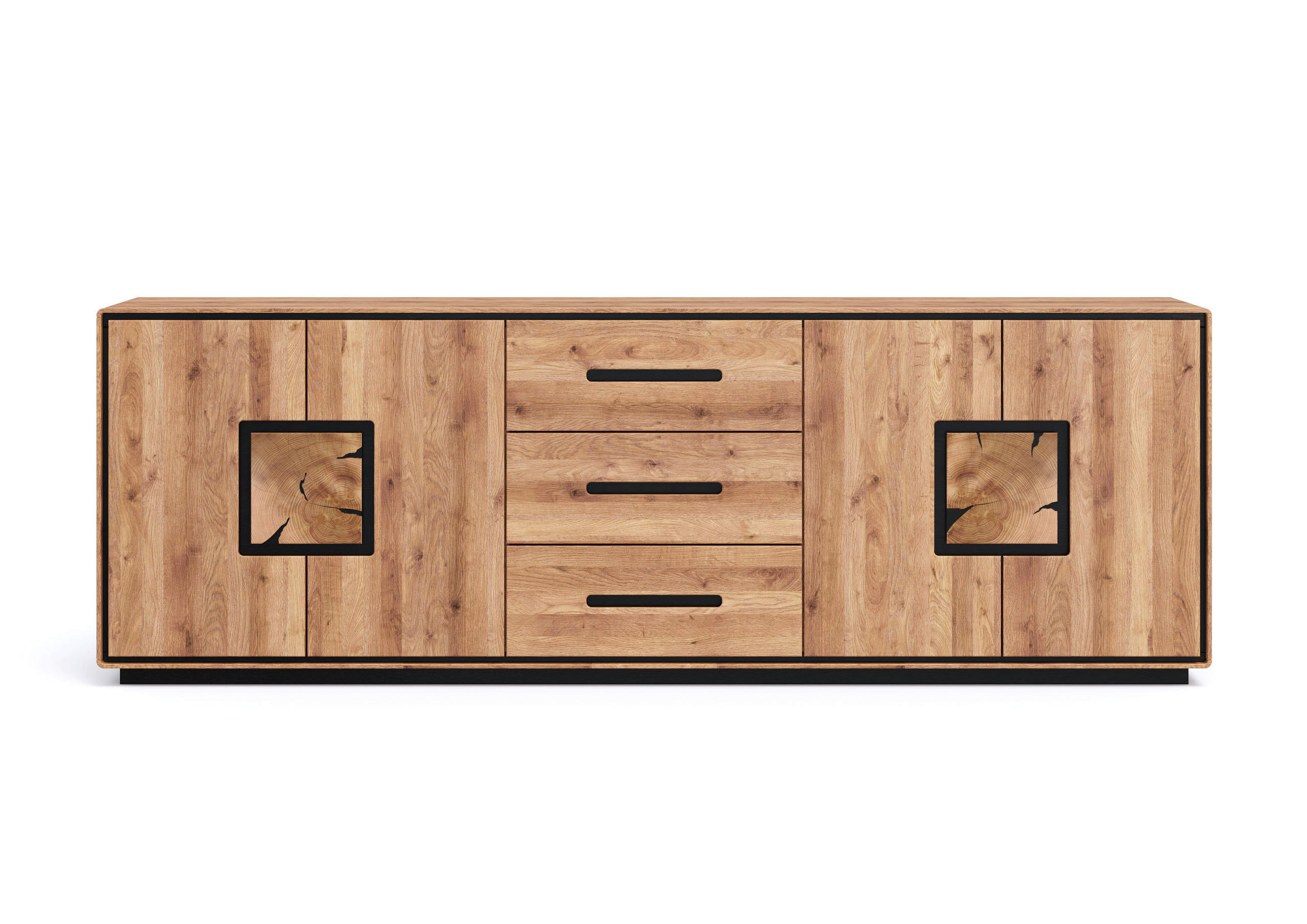 Livetastic Sideboard Schwarz, Wildeiche 227.00x77x40 cm