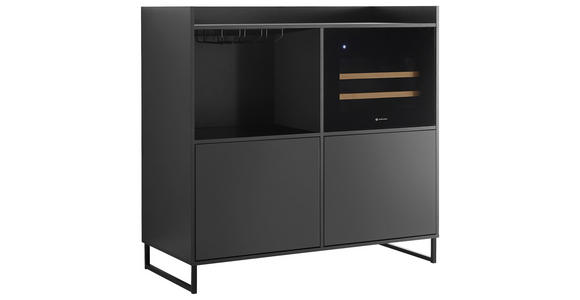 SIDEBOARD Mosel Weinschrank 125/120/58 cm  - Schwarz, KONVENTIONELL, Holzwerkstoff/Metall (125/120/58cm) - Carryhome