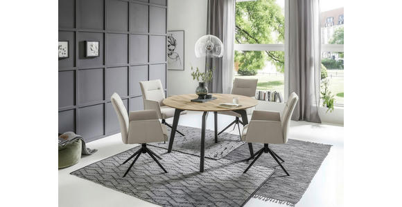 ESSTISCH in Holz 130/130/76 cm  - Eichefarben/Schwarz, Design, Holz/Metall (130/130/76cm) - Valnatura