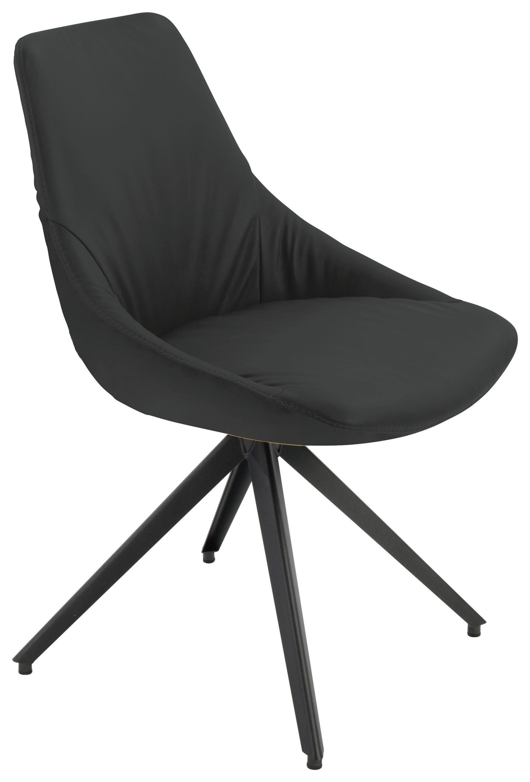 STUHL Echtleder Schwarz  - Anthrazit/Schwarz, Design, Leder/Metall (55/87/62cm) - Bert Plantagie