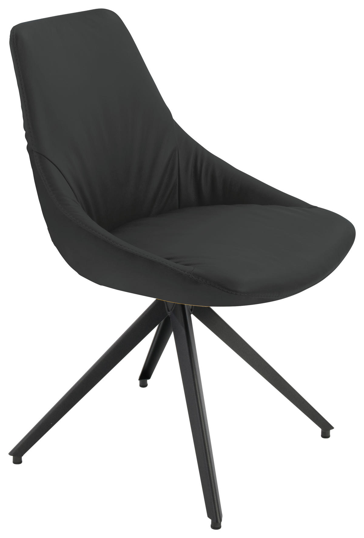 STUHL Echtleder Anthrazit, Schwarz  - Anthrazit/Schwarz, Design, Leder/Metall (55/87/62cm) - Bert Plantagie