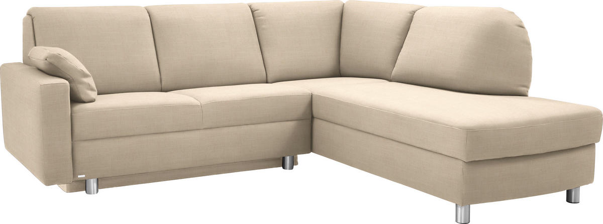 ECKSOFA in Chenille Creme  227/208 cm  - Creme/Alufarben, KONVENTIONELL, Textil/Metall (227/208cm) - Sedda