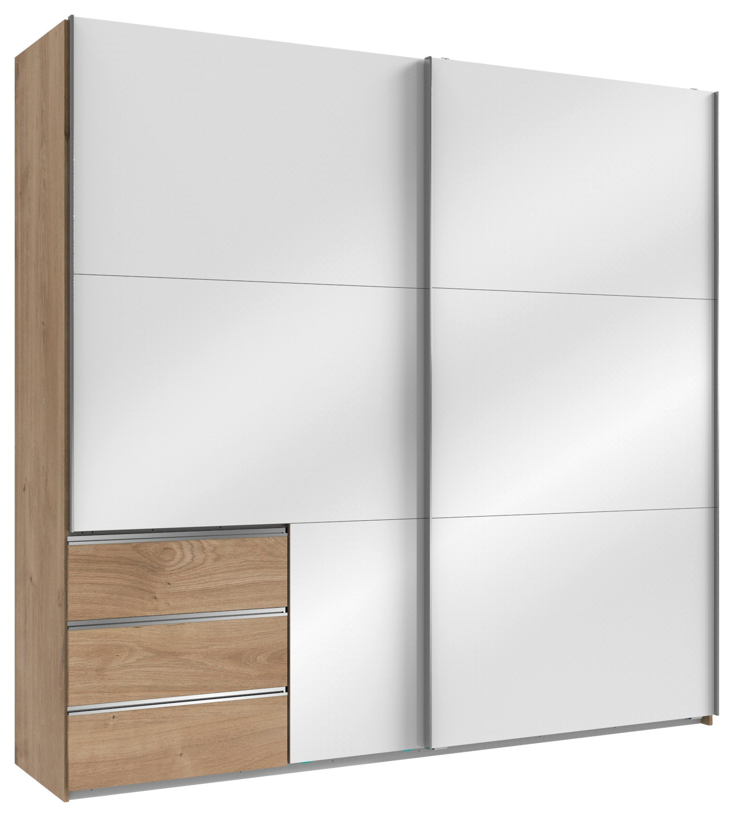 GARDEROB MED SKJUTDÖRRAR 250/236/65 cm 2-dörrar - vit/kromfärg, Modern, trämaterial (250/236/65cm) - MID.YOU