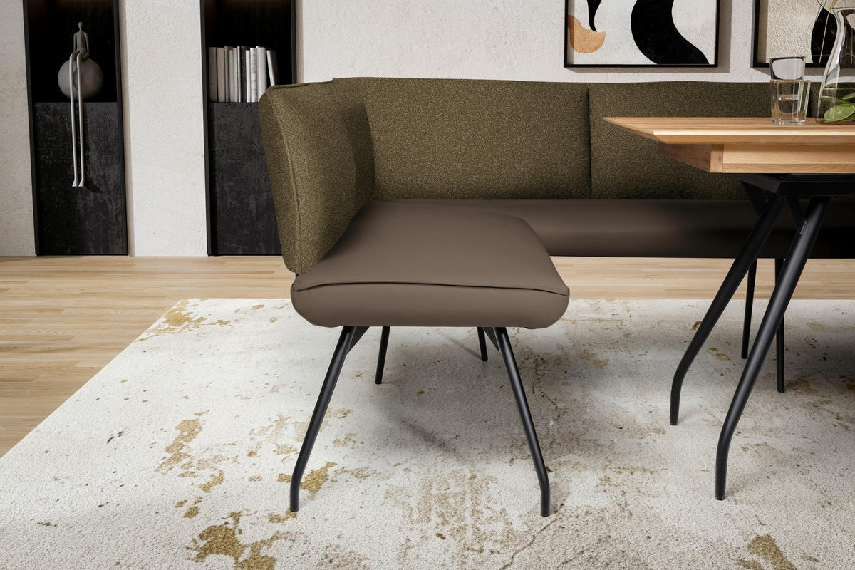 ECKBANK 225/165 cm  in Braun  - Schwarz/Braun, Design, Textil/Metall (225/165cm) - Moderano