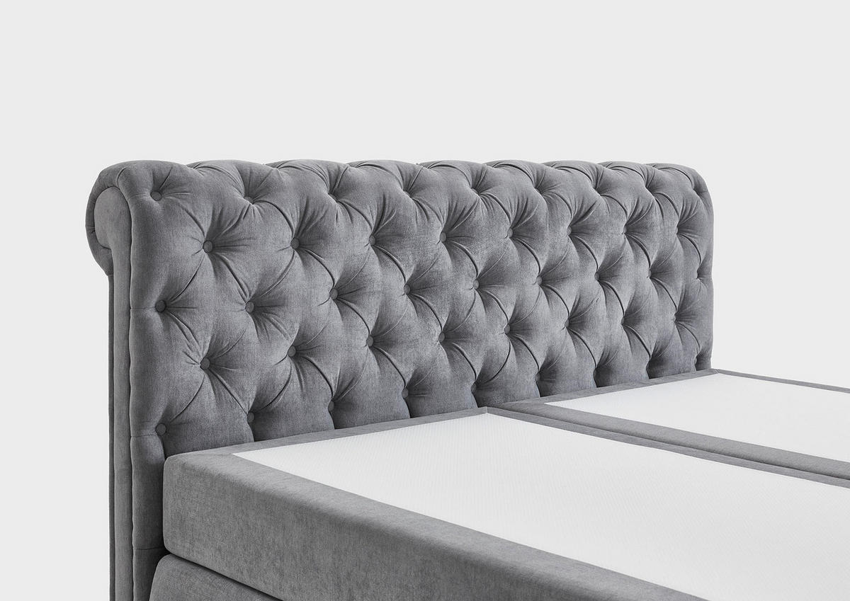 BOXSPRING KREVET     - siva, Moderno, tekstil/plastika (188/229cm)