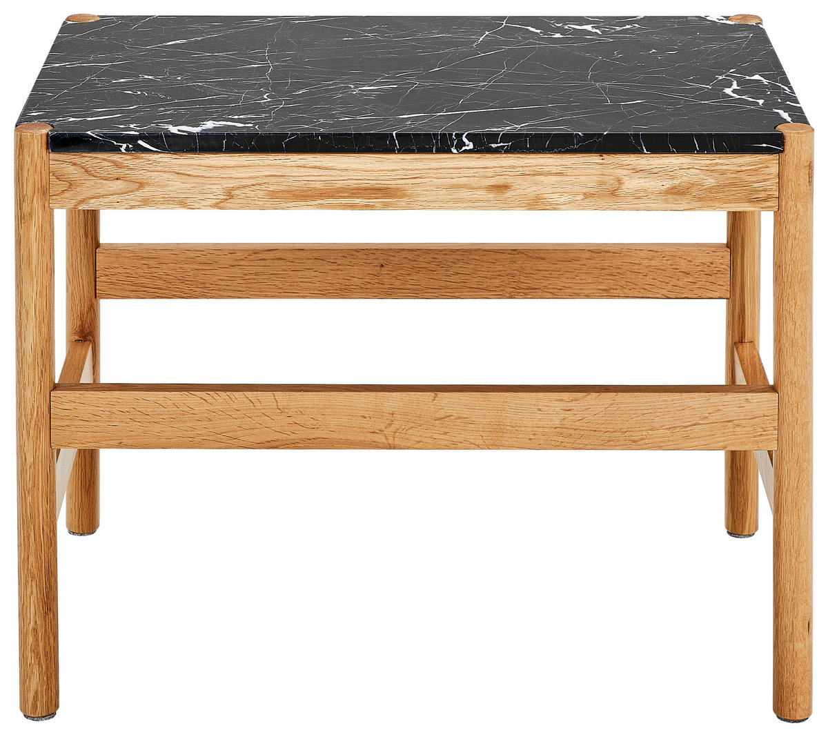 COUCHTISCH Eiche massiv Schwarz  - Schwarz/Naturfarben, MODERN, Holz/Stein (60/42/40cm) - MID.YOU