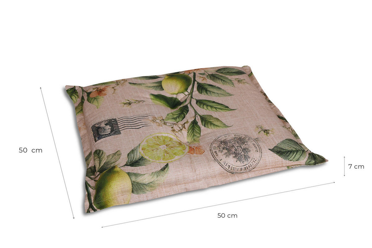 GARTENSITZKISSENSET Zitronen  - Sandfarben/Gelb, Basics, Textil (50/7/50cm)