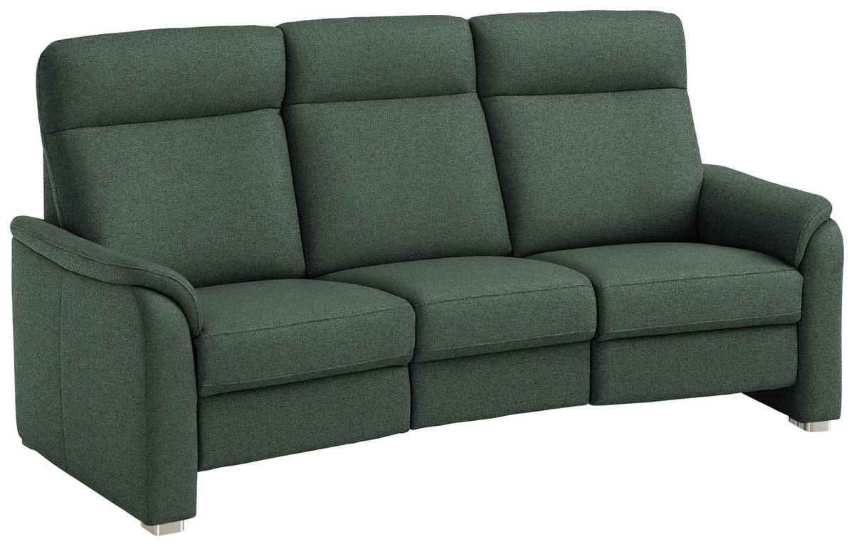 TRAPEZSOFA Flachgewebe Dunkelgrün  - Dunkelgrün/Alufarben, Konventionell, Textil/Metall (218/107/103cm) - Beldomo Comfort