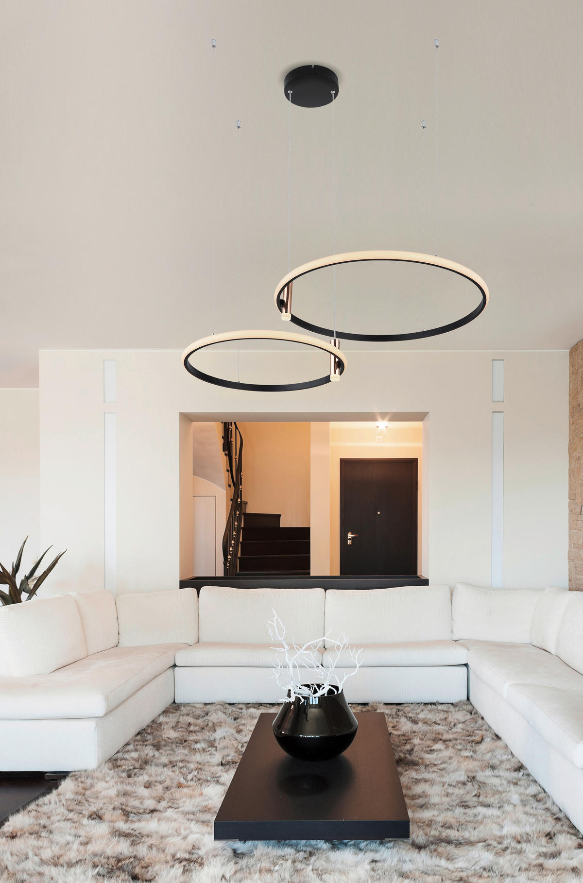 LED-HÄNGELEUCHTE 102,5/70/150 cm   - Goldfarben/Opal, Design, Kunststoff/Metall (102,5/70/150cm) - Globo
