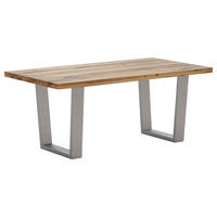 ESSTISCH Wildeiche rechteckig Edelstahlfarben, Wildeiche  - Wildeiche/Edelstahlfarben, Design, Holz/Metall (180/100/76cm) - Waldwelt