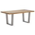 ESSTISCH in Holz, Metall 220/100/76 cm   - Wildeiche/Edelstahlfarben, Design, Holz/Metall (220/100/76cm) - Waldwelt