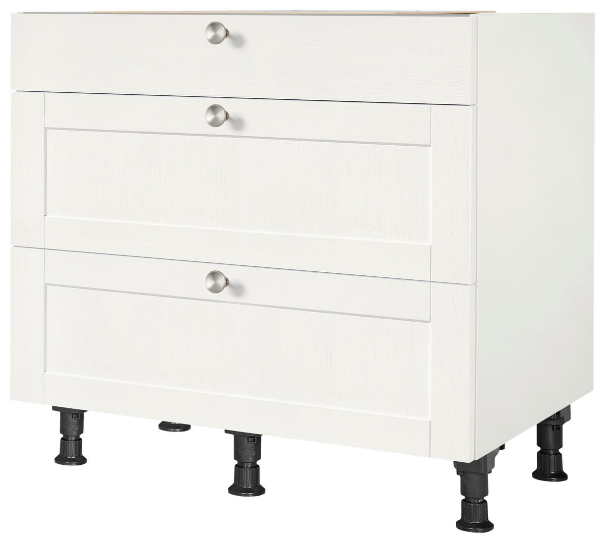 SCHUBKASTENUNTERSCHRANK 90/87/56 cm  in Weiß  - Edelstahlfarben/Weiß, MODERN, Holzwerkstoff/Metall (90/87/56cm) - Nobilia
