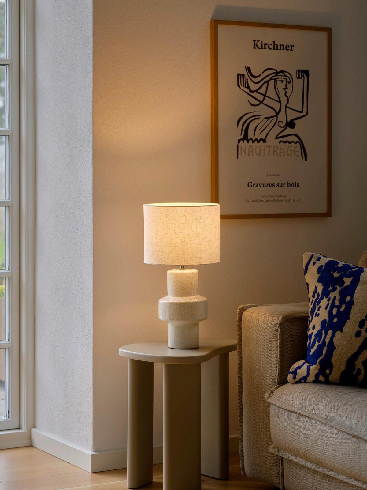 TISCHLEUCHTE 25/47 cm   - Beige, Trend, Textil/Stein (25/47cm) - Nordlux