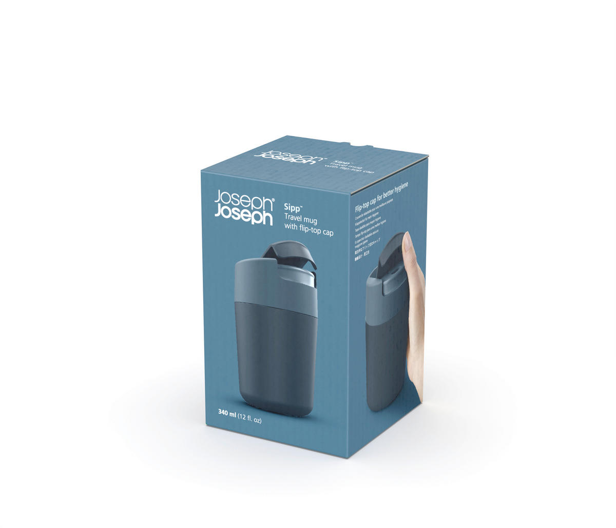 LONČEK ZA NA POT    0,34 l       - temno modra, Basics, umetna masa (8,2/13,6/8,2cm) - Joseph Joseph