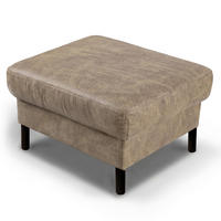 HOCKER in Textil, Leder Hellgrau  - Hellgrau, Design, Leder/Textil (70/48/60cm) - Livetastic