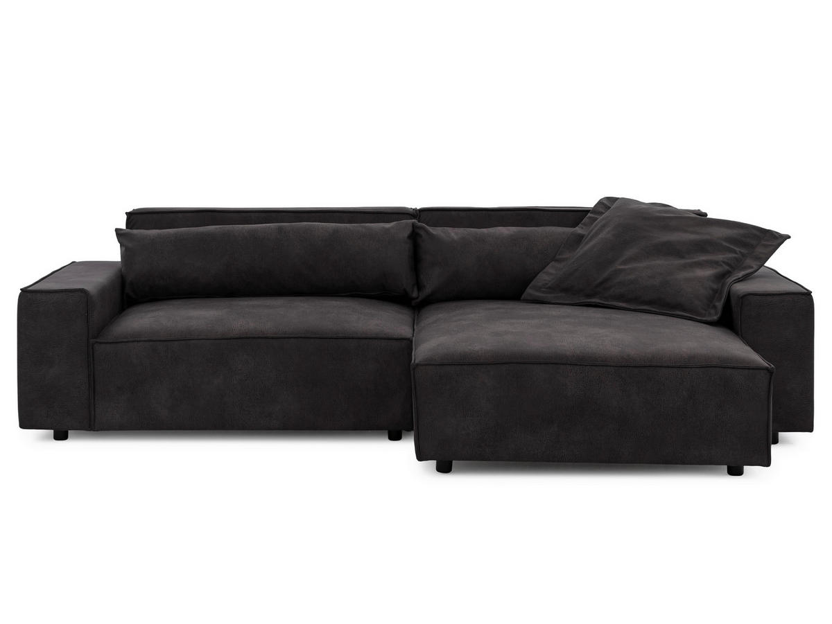 ECKSOFA Curduroy in Lederlook Anthrazit Rückenkissen  251/142 cm  - Anthrazit/Schwarz, Design, Kunststoff/Textil (251/142cm) - P & B