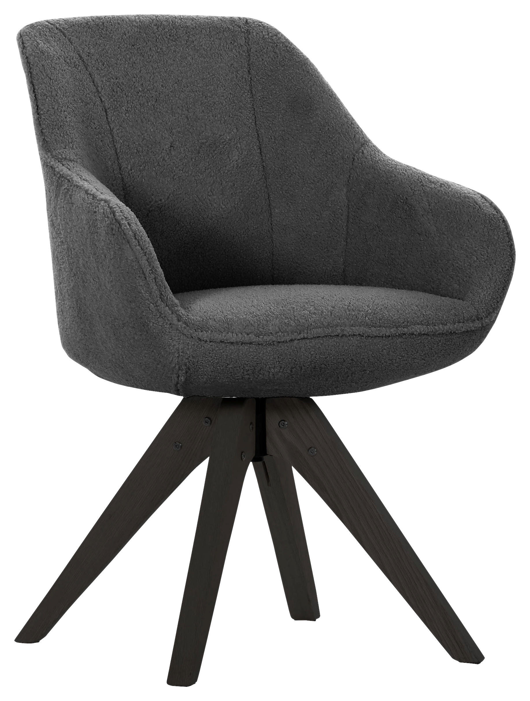 ARMLEHNSTUHL  Stoffauswahl, Typenauswahl, Sitzfläche 360° drehbar Bouclé, Teddystoff  Anthrazit, Schwarz  - Anthrazit/Schwarz, Design, Holz/Textil (60/83/65cm) - Landscape