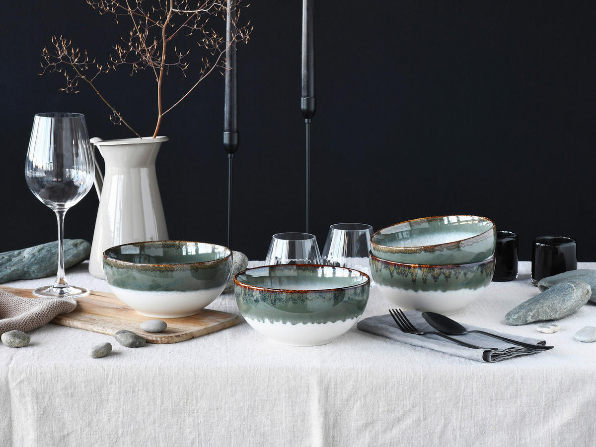 SCHÜSSELSET Cascade 4-teilig  - Blaugrau/Weiß, Design - Creatable