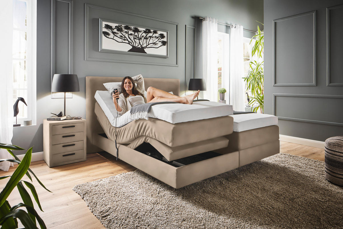 BOXSPRINGBETT 160/200 cm  in Beige  - Beige, Konventionell, Holz/Textil (160/200cm) - Dieter Knoll