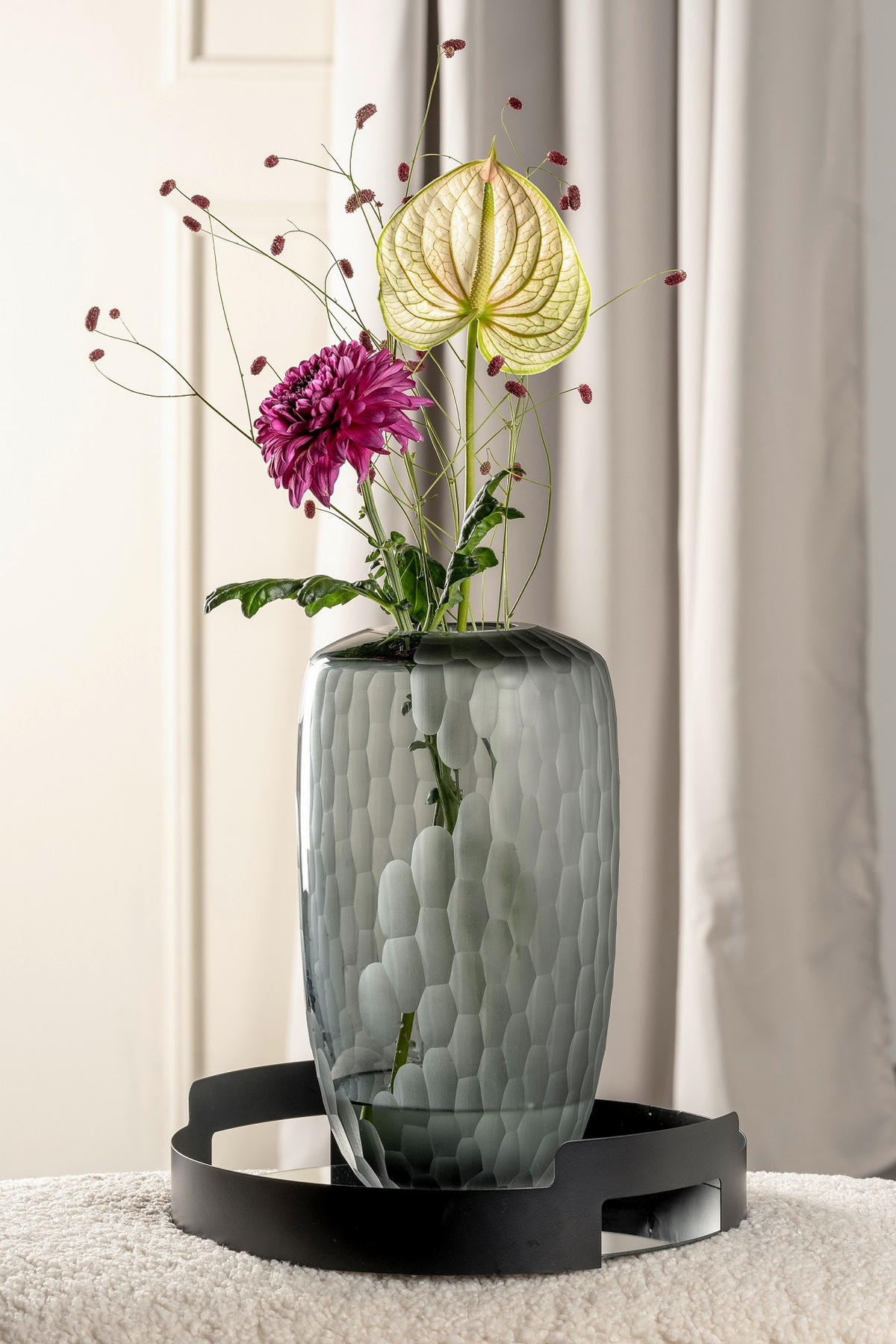 VÁZA, sklo, 36 cm - antracitová, Basics, sklo (20,8/37/20,8cm) - Leonardo