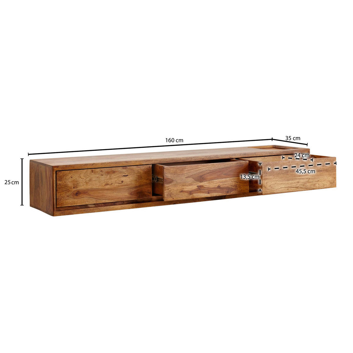 LOWBOARD  in  - Sheeshamfarben, Design, Holz (160/25/35cm) - MID.YOU