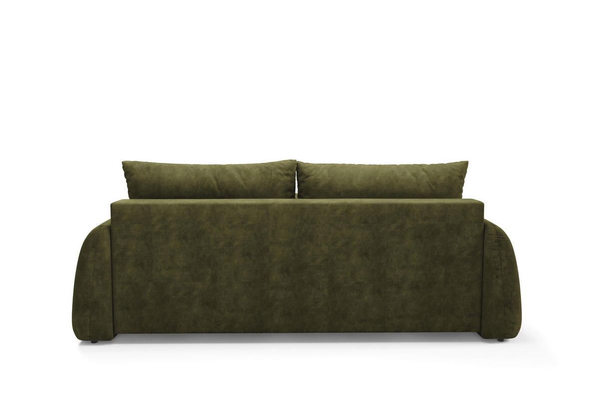 SCHLAFSOFA GERONIMO in Velours Olivgrün  - Schwarz/Olivgrün, Design, Kunststoff/Textil (252/93/167cm) - Livetastic