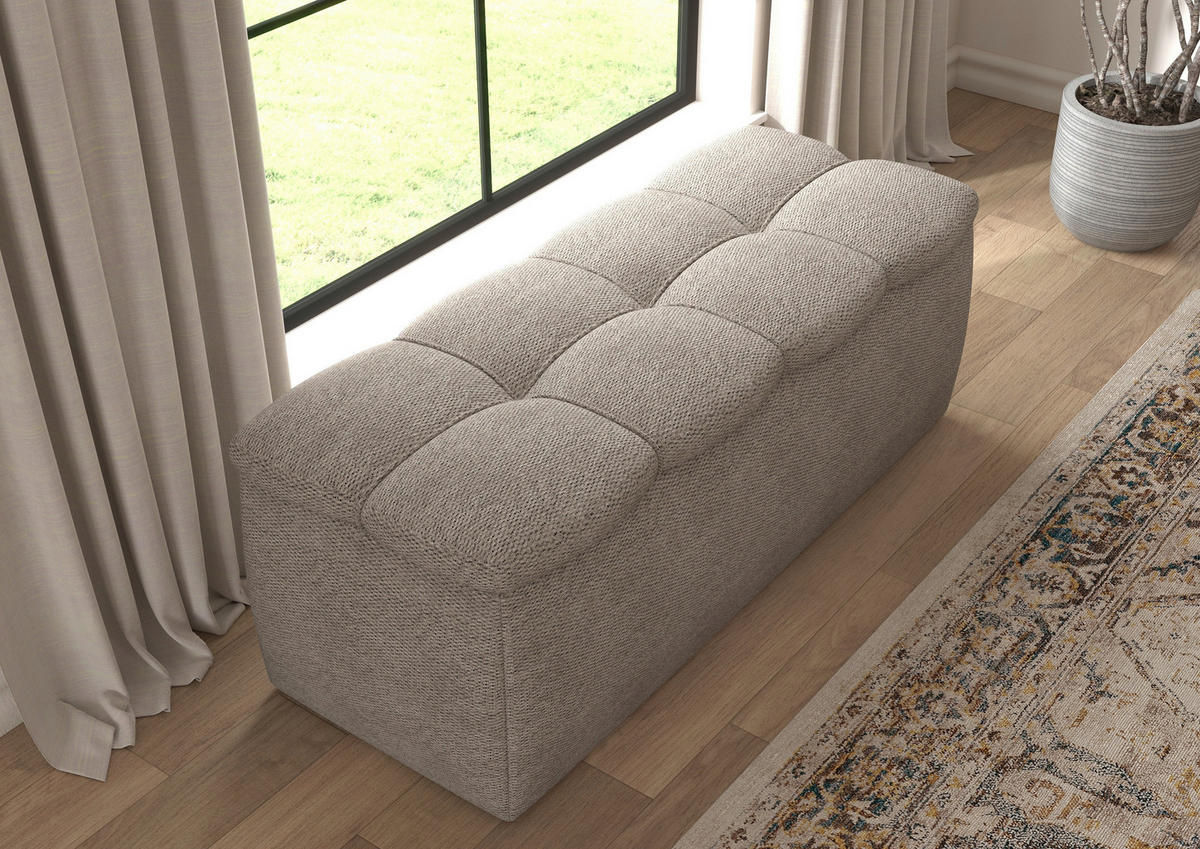 BETTBANK Bouclé Sandfarben  - Sandfarben/Schwarz, Basics, Kunststoff/Textil (141/50/40cm) - Chameo