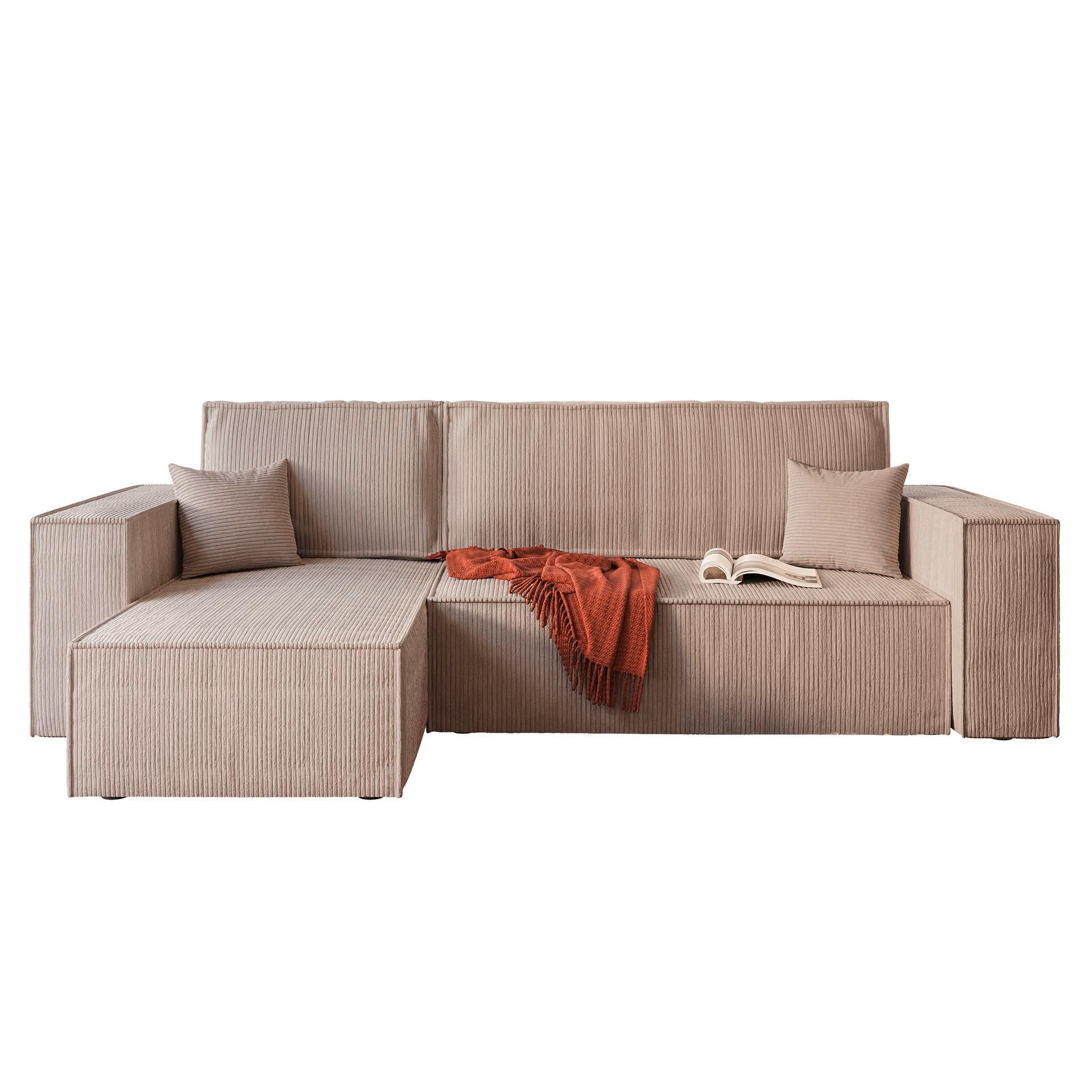 ECKSOFA in Cord Hellbraun  - Hellbraun, Design, Textil (142/246cm) - P & B