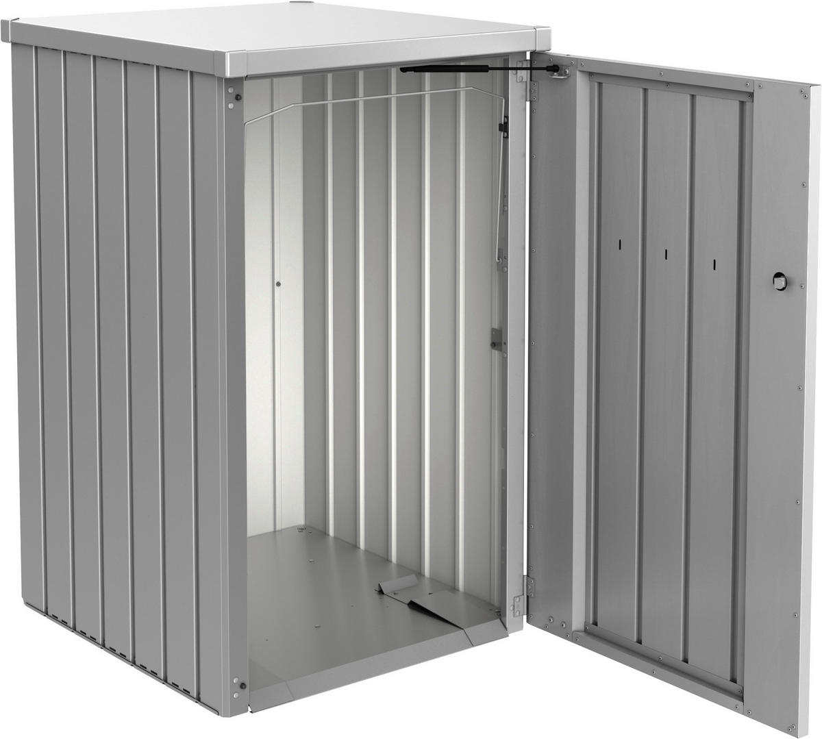 MÜLLTONNENBOX 80/129/88 cm  - Silberfarben, Basics, Metall (80/129/88cm) - Biohort