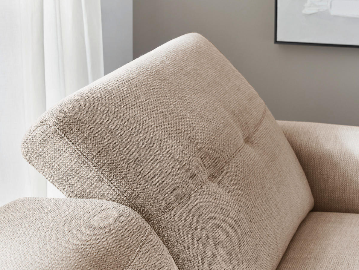 ECKSOFA in Struktur Sandfarben  - Sandfarben/Eichefarben, Design, Holz/Textil (305/163cm) - Novel