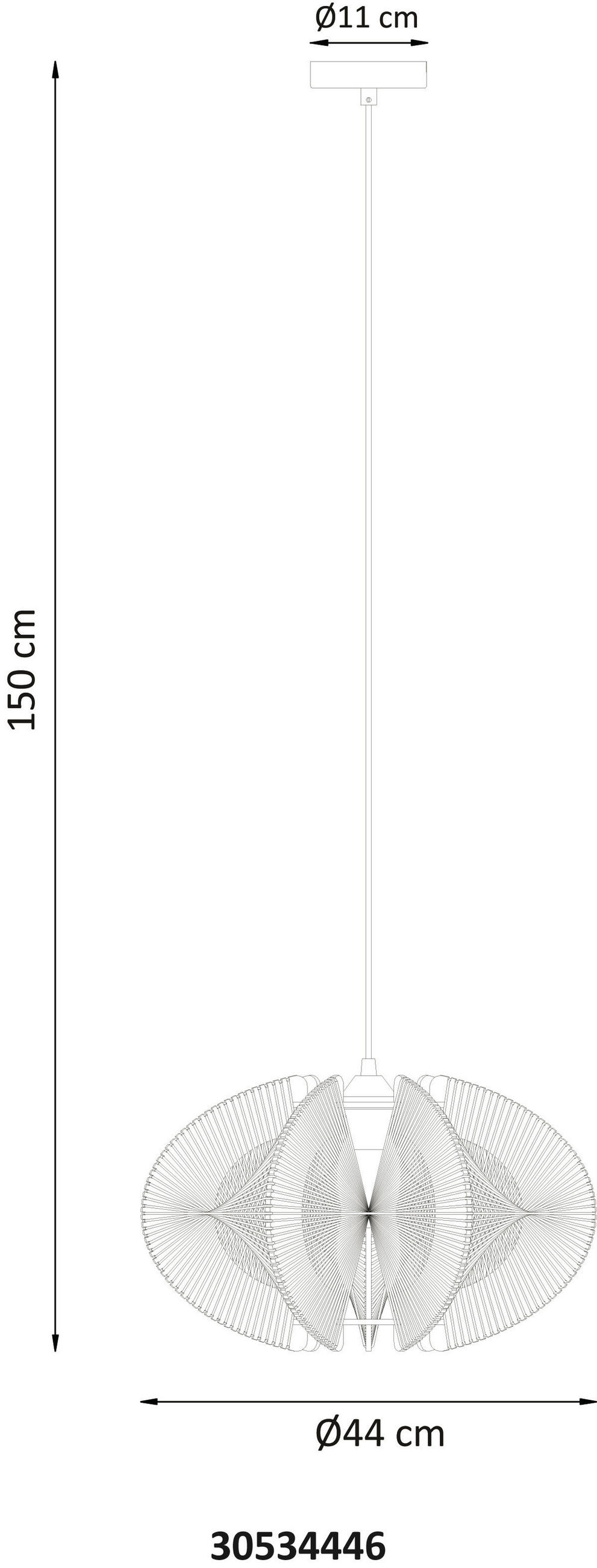 HÄNGELEUCHTE Sakura 44/150 cm  - Dunkelbraun/Schwarz, Design, Naturmaterialien/Holzwerkstoff (44/150cm) - Globo