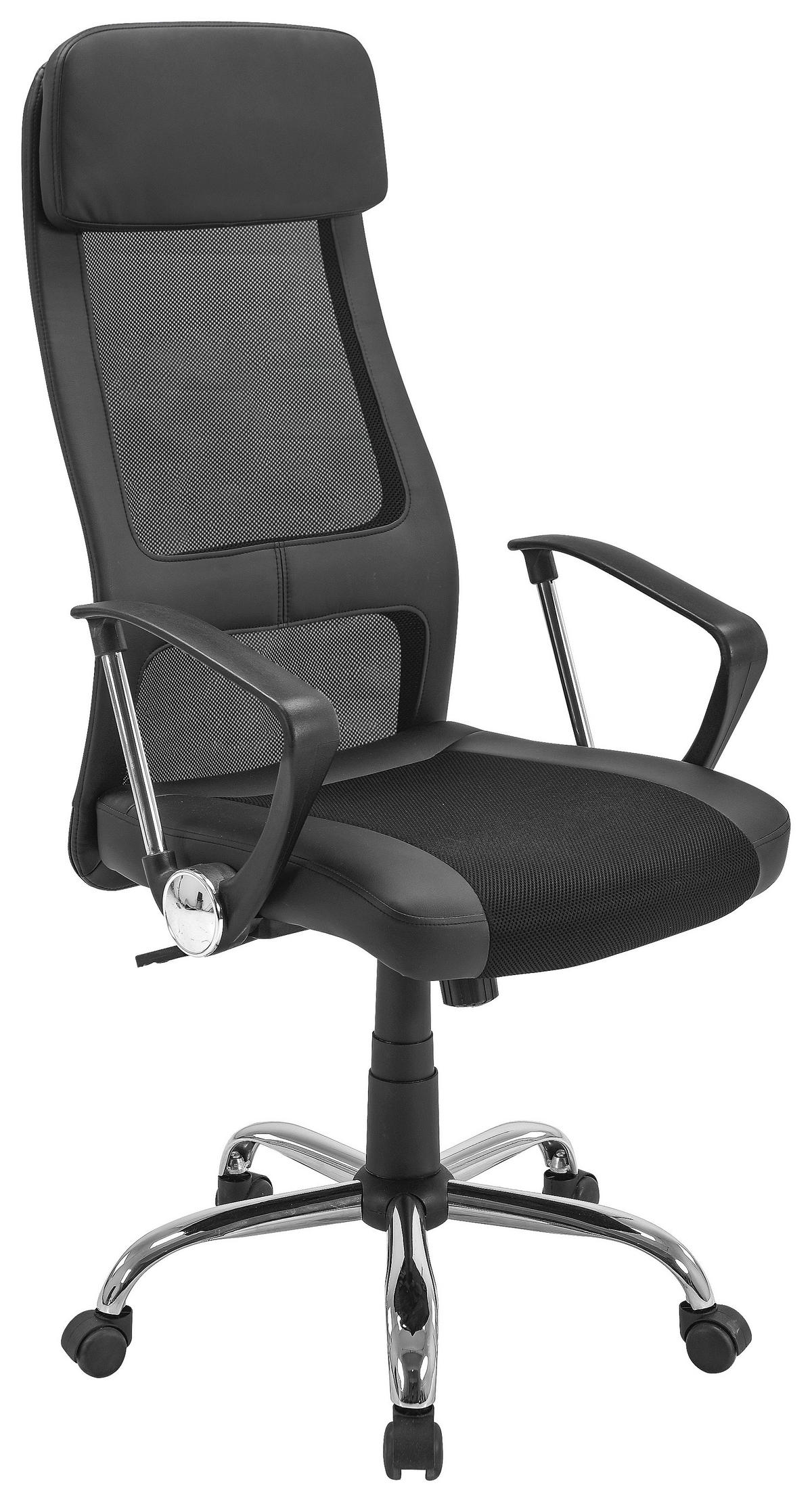 VRTLJIVI STOL kovina, umetna masa, tekstil črna, barve kroma  - barve kroma/črna, Basics, kovina/umetna masa (61/118-128/64cm) - Carryhome